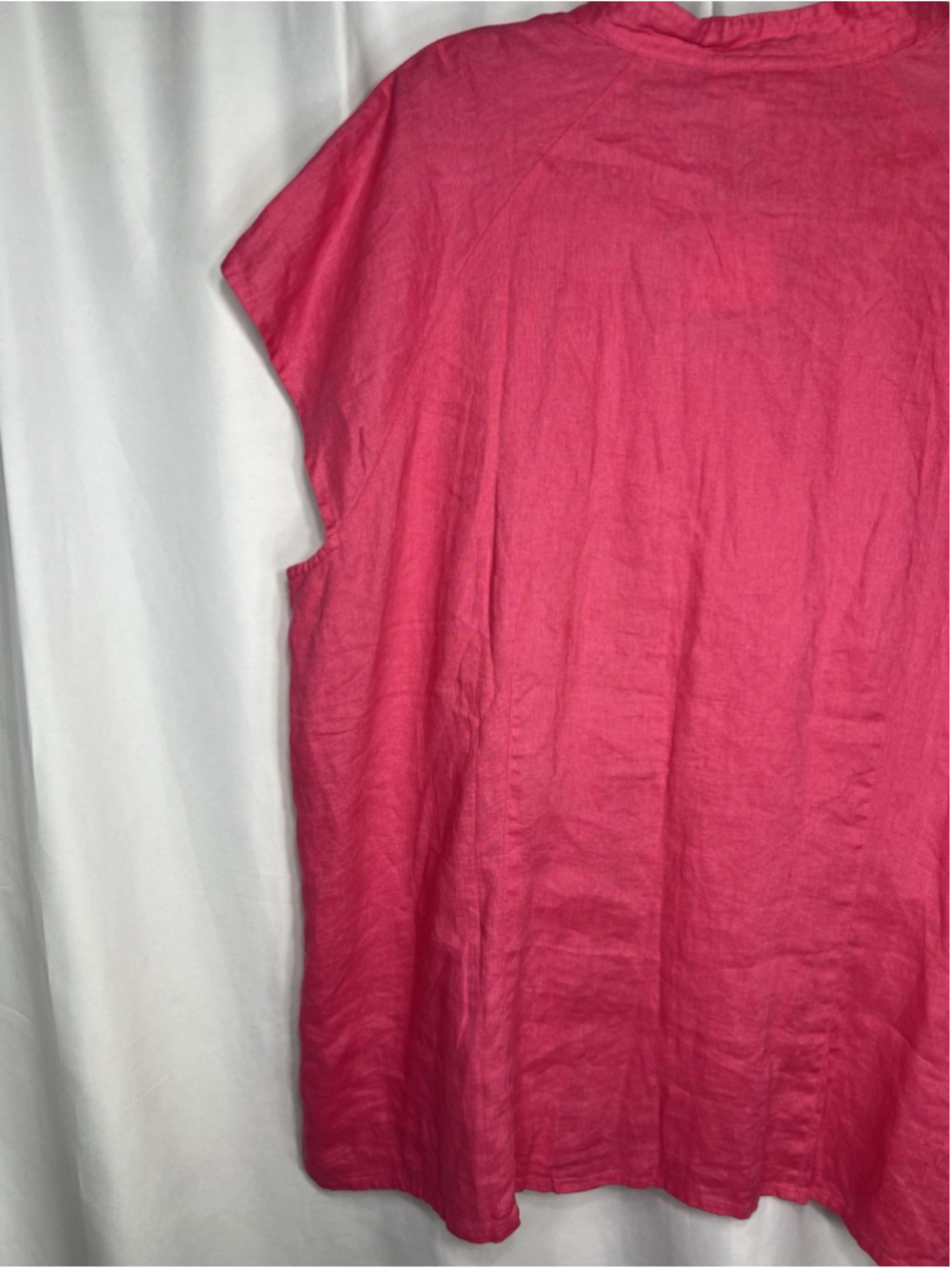 Coldwater Creek 100% Linen Shirt 2X Button Front Short Sleeve Pink Coastal - Picture 5 of 9